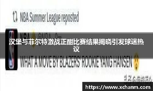 汉堡与菲尔特激战正酣比赛结果揭晓引发球迷热议